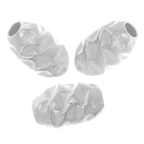 Perle Olive 8x5 mm effetto stropicciato - Argento 925 x5