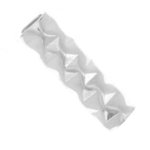 Perla tubolare 10x3 mm effetto diamante - Argento 925 x1