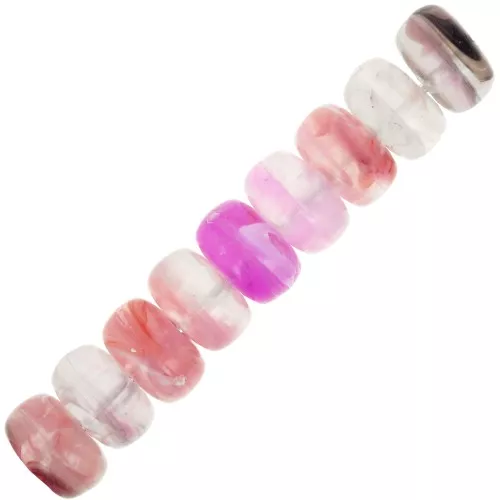 Perline rotonde 7x4 mm in acrilico trasparente - Mix Viola- Rosa marmorizzato x20