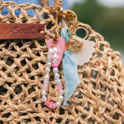 Perline rotonde 7x4 mm in acrilico trasparente - Mix Rose - Marbled Green x20