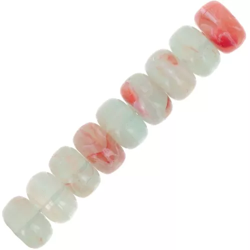 Perline rotonde 7x4 mm in acrilico trasparente - Mix Blu grigio - Rosso marmorizzato x20