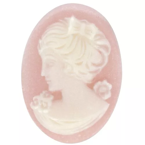 Cameo in resina 18x13 mm - lato sinistro - Rosa chiaro x1