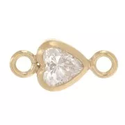 Distanziatore cuore in ossido di zirconio 7x3,5 mm - Gold filled - Cristallo