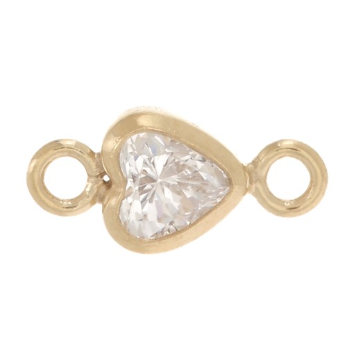 Distanziatore cuore in ossido di zirconio 7x3,5 mm - Gold filled - Cristallo