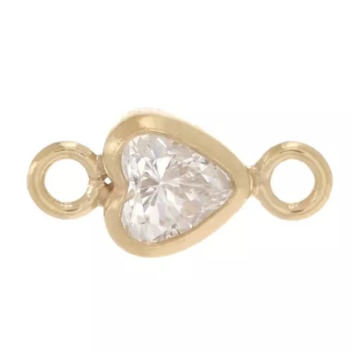 Distanziatore cuore in ossido di zirconio 7x3,5 mm - Gold filled - Cristallo
