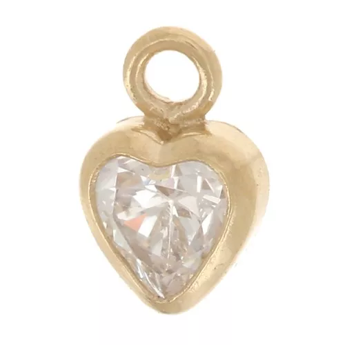 Ciondolo Cuore 5,5x3,5 mm Ossido di zirconio - Gold filled - Cristallo