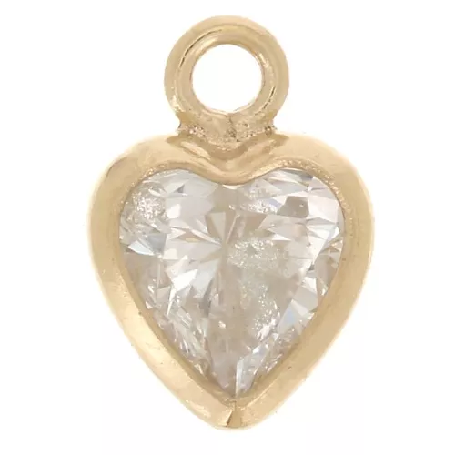 Ciondolo Cuore 6x4 mm Ossido di zirconio - Gold filled - Cristallo x1