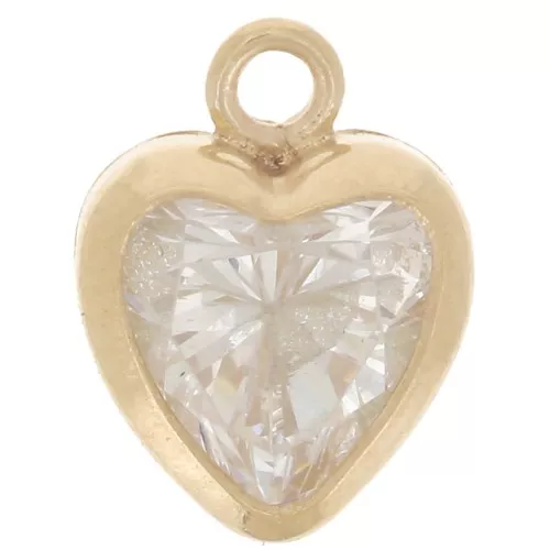 Ciondolo Cuore 7x5,5 mm Ossido di zirconio - Gold filled - Cristallo x1