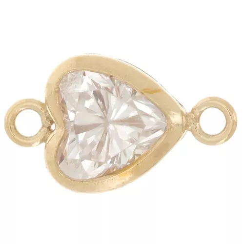 Distanziatore cuore 9x5,5 mm Ossido di zirconio - Gold filled - Cristallo