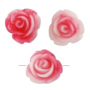 Perla sintetica a fiore da 10 mm - Fucsia marmorizzato - Crema x1|raw }}