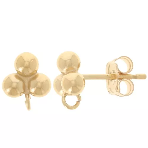Orecchini 3 sfere 7x6 mm con cerchio aperto - Gold filled x2