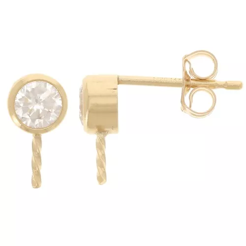 Orecchini tondi da 4,5 mm con CZ per semi-perforazione - Gold filled x2