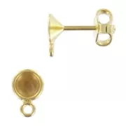 Orecchini a chiodo portacabochon cabochon 1028/1088 4 mm dorato con oro fino x2