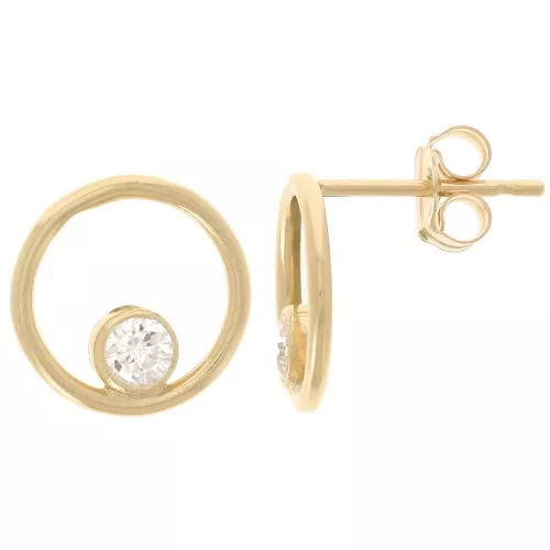 Orecchini a cerchio scavato da 10 mm Ossido di zirconio Gold filled x2