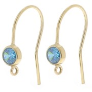 Orecchini con gancio e zirconi da 16 mm - Gold filled - Blu x2