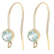 Ganci per orecchie con zirconi da 16 mm - Gold filled Aquamarine x2