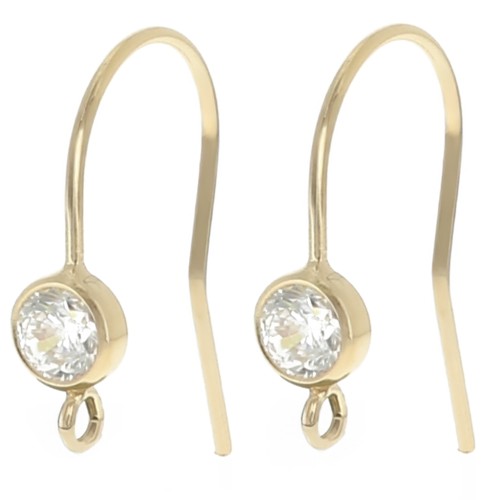 Orecchini con gancio e zirconi da 16 mm - Gold filled Crystal x2