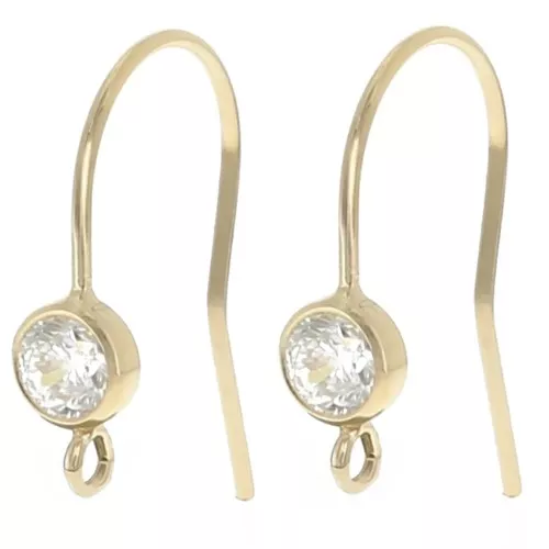 Orecchini con gancio e zirconi da 16 mm - Gold filled Crystal x2