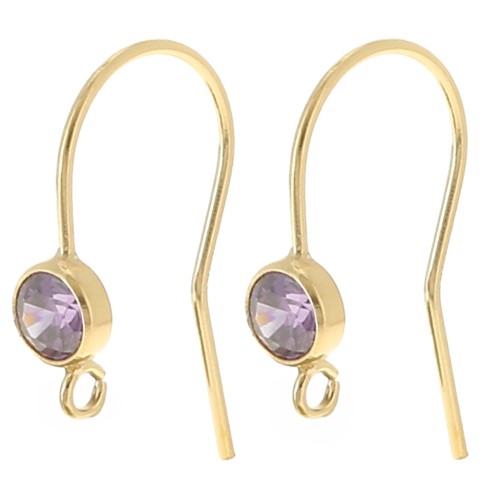 Orecchini a gancio da 16 mm con ossido di zirconio - Gold filled Violet x2