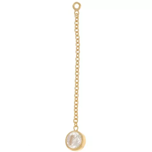 Pendente a catena 31x4,5 mm e ossido di zirconio rotondo - Gold filled