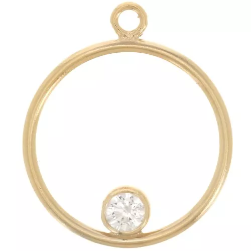 Ciondolo a cerchio scavato da 15 mm con anello chiuso - Gold filled Cristallo x1