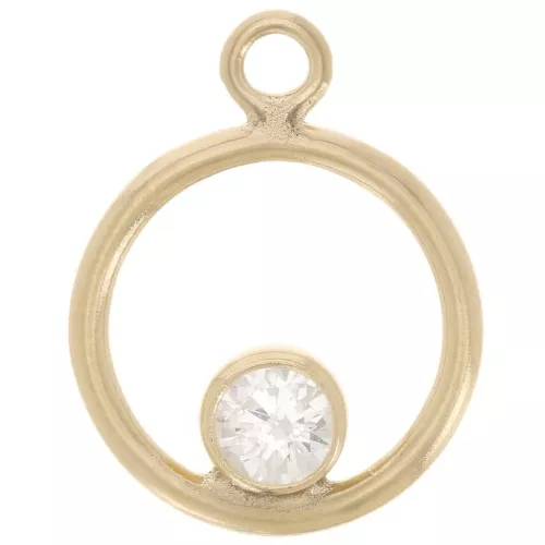 Ciondolo a cerchio scavato da 10 mm con anello chiuso - Gold filled Cristallo x1