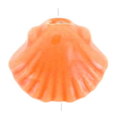 Perle conchiglia in ceramica 10x12 mm - Arancio iridescente x5