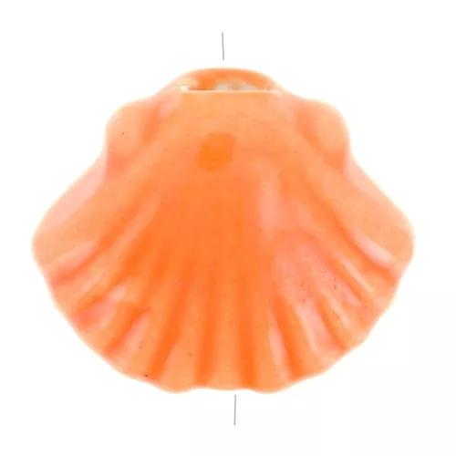 Perle conchiglia in ceramica 10x12 mm - Arancio iridescente x5