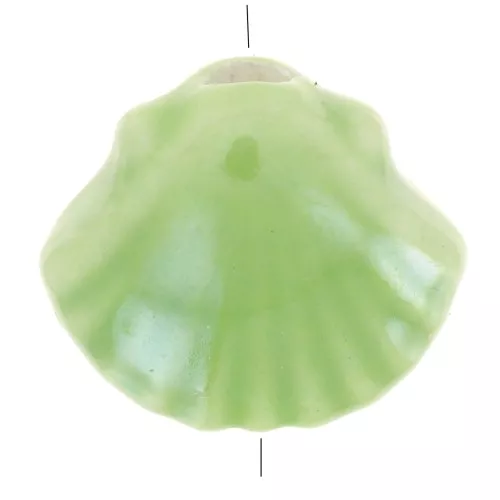 Perle conchiglia in ceramica 10x12 mm - Verde chiaro iridescente x5