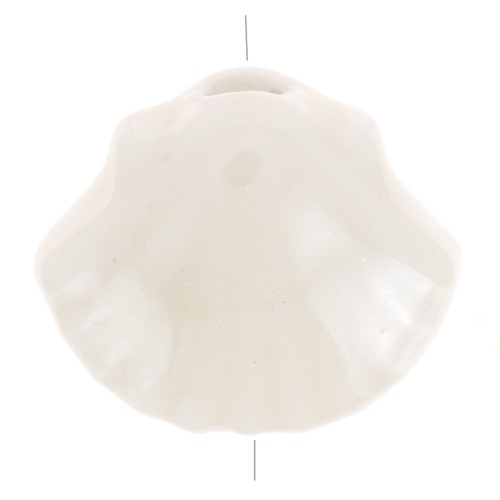 Perle conchiglia in ceramica 10x12 mm - Ecru iridescente x5