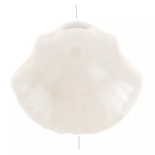 Perle conchiglia in ceramica 10x12 mm - Ecru iridescente x5