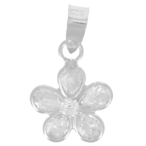 Pendente a fiore 10 mm con ossidi di zirconio - Argento 925 x1