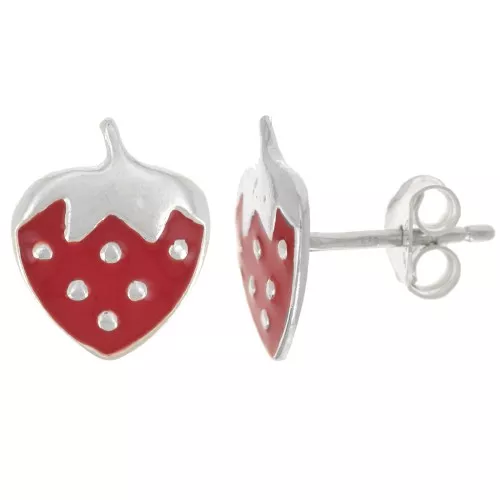 Orecchini fragola 11,5x9,5 mm con resina epossidica - Argento 925 x2