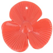 Pendente a 3 petali di fiori 42x43 mm in resina opaca - Rosso corallo x1
