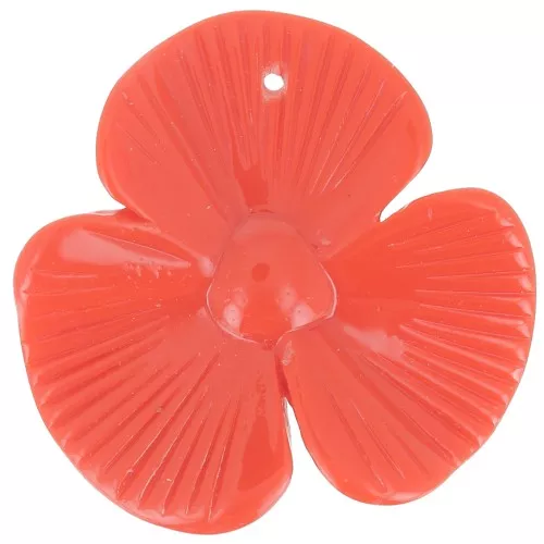 Pendente a 3 petali di fiori 42x43 mm in resina opaca - Rosso corallo x1