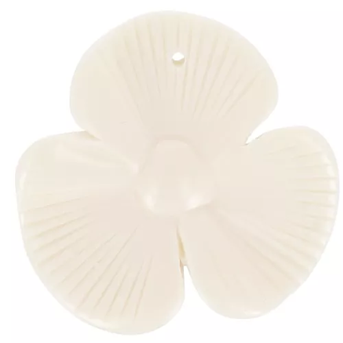 Pendente a 3 petali di fiori 42x43 mm in resina opaca - Crema x1