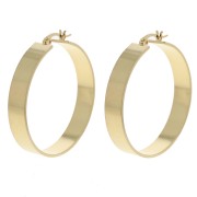 Orecchini a cerchio largo e liscio 40 mm - Dorato con oro fino x2