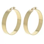 Orecchini a cerchio largo e liscio 40 mm - Dorato con oro fino x2