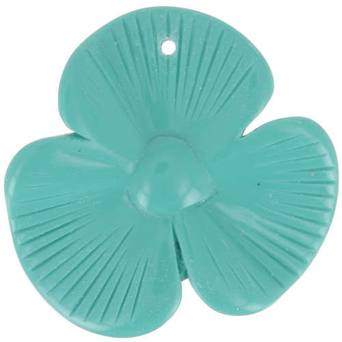 Pendente a 3 petali di fiori 42x43 mm in resina opaca - Verde turchese x1