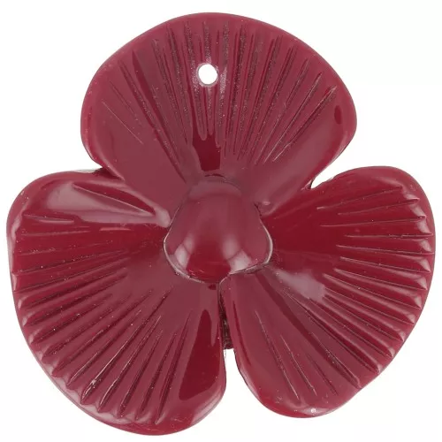 Pendente a 3 petali di fiori 42x43 mm in resina opaca - Bordeaux x1