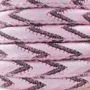 Cordone imitazione cuoio con cucitura 6 mm Gallone Rosa x 50cm|raw }}
