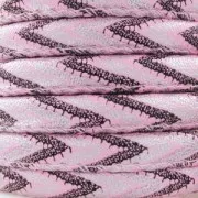 Cordoncino sintetico con cucitura Chevron da 6 mm Rosa x 50 cm