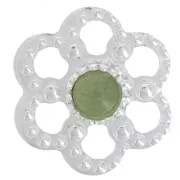 Distanziatore a fiore testurizzato 11 mm per cabochon 3 mm - Argento 925 x1