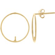 Orecchini tondi da 15 mm per semi-forato - Argento 925 Placcato oro x2