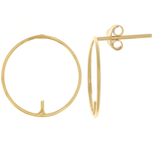 Orecchini tondi da 15 mm per semi-forato - Argento 925 Placcato oro x2