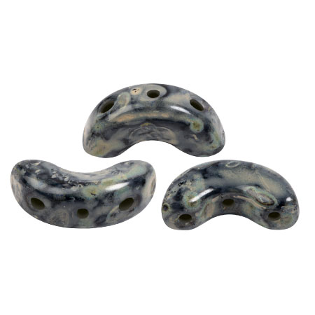 Perle in vetro Arcos® di Puca® 5x10 mm - Black Stony Beige x10g
