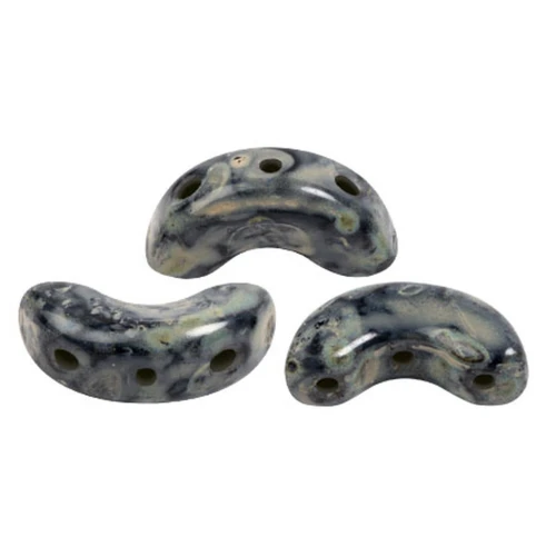 Perle in vetro Arcos® di Puca® 5x10 mm - Black Stony Beige x10g