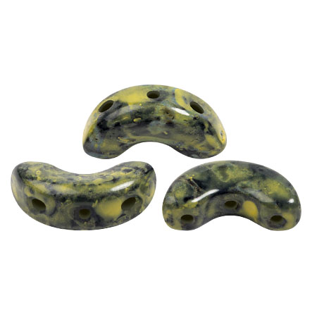 Perle di vetro Arcos® di Puca® 5x10 mm - Black Stony Beige Yellow x10g
