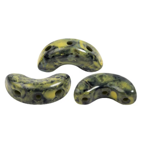 Perle di vetro Arcos® di Puca® 5x10 mm - Black Stony Beige Yellow x10g