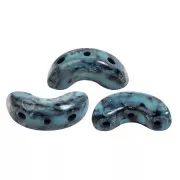 Perle di vetro Arcos® di Puca® 5x10 mm - Black Stony Blue Green x10g